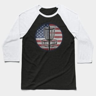 Funny Disc Golf Player USA American Flag Baseball T-Shirt